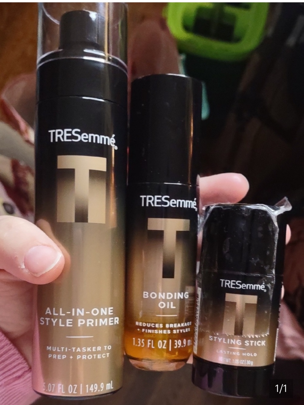 TRESemmé All-In-One Style Primer & Bonding Oil Set - Black/Gold